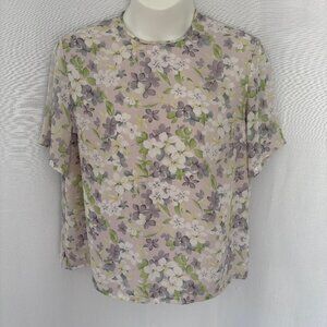Vintage PENDLETON Floral Lined Short Sleeve Blouse Top